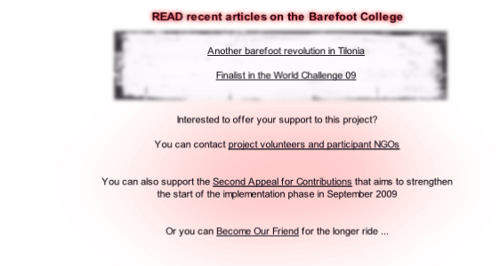 Another barefoot revolution in Tilonia

Finalist in the World Challenge 09